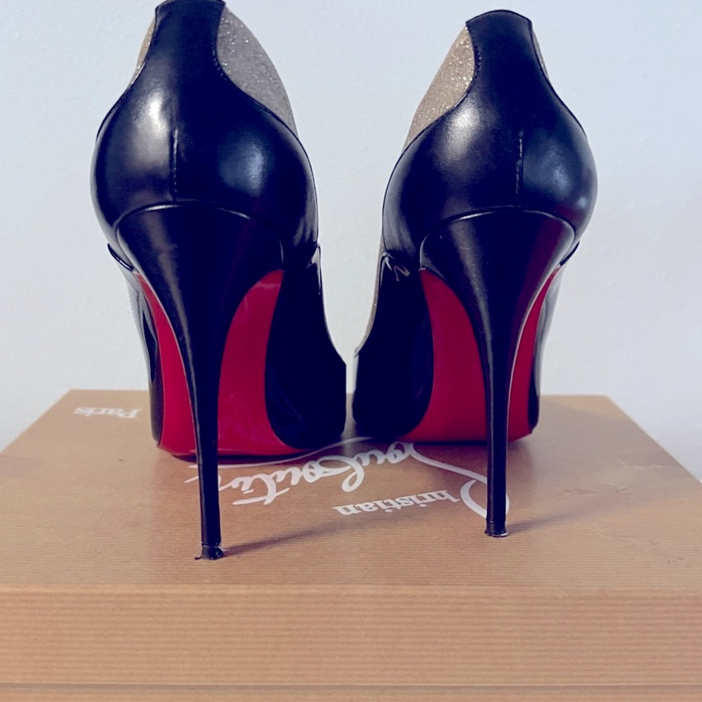 Black Patent Leather/Glitter 100 Louboutin Pumps